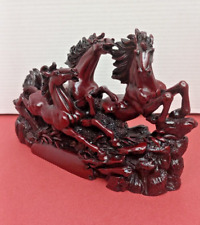 VINTAGE CARVED CINNABAR LAQUER CHINESE WILD HORSES picture