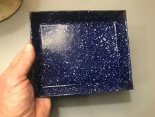 RARE COBALT BLUE &WHITE SPECKLED HEAVY/THICK TRAY Graniteware Enamelware ANTIQUE picture