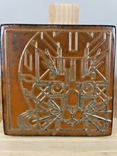 Motawi Tileworks Catnip Cat with Moon Tile Art Crafts Brown 6x6 Rare Test Tile picture