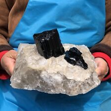 7.5LB Natural Black Tourmaline Quartz Crystal Cluster Mineral Specimen Healing picture