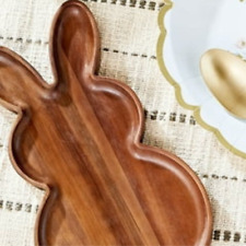 Versatile Easter Wooden Bunny Shaped Tray - 12