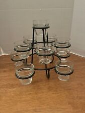 Vintage/ Glass Votives/16/Black Wrought Iron Holder/11 1/2 By 8 1/2” picture