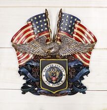 Patriotic US United States Air Force Eagle Emblem With American Flags Wall Decor picture