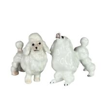 Porcelain Poodle Miniature Dogs Figurines Pair 1.5” Hand Painted Vintage  picture