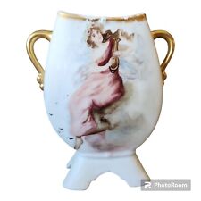 Antique MR France Limoges Footed Vase Featuring Woman by Ocean picture