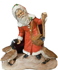 Vintage Old Fashion Santa Claus Geese Hand Painted Figurine Provincial Mold 1991 picture