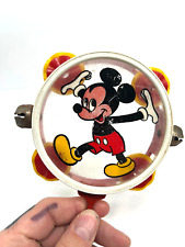VERY RARE vtg Walt Disney Mickey Mouse toy band tambourine club bell picture
