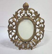 Antique Victorian Cast Brass Frame Art Nouveau Oval Picture Frame Stand Alone picture