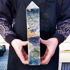 4.47LB Natural powder Water grass agate Quartz Crystal Wand Point  Healing picture