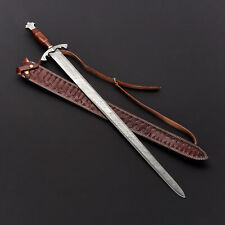 Hand Forged Damascus Steel Vikings Swords Sharp Battle Ready Medieval Sword Gift picture
