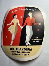Vintage 1940s Roller Skating Rink Sticker The Playdium Glenview IL Decal Label picture
