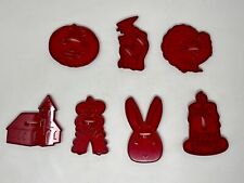7 Vintage HRM Cookie Cutters - Halloween Turkey Rabbit Witch Cowboy USA 1950s picture
