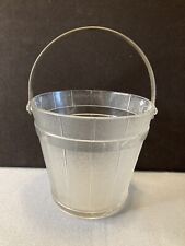 Vintage Clear Glass Ice Bucket Hammered Aluminum Handle 5.25” H x 5.5” Diameter picture