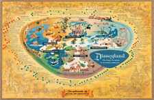 Disneyland Park Magic Kingdom 1956 Map Poster Print Tomorrowland Fantasyland picture