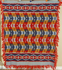 GORGEOUS Vintage 40s Beacon Camp Blanket ~GREAT COLORS & ZIGZAG INDIAN DESIGN  picture