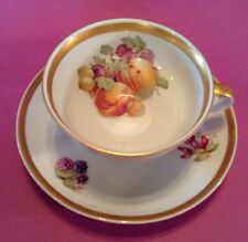 E&R Golden Crown Orchard - Pedestal Teacup And Saucer - Bavaria Germany - Peach picture