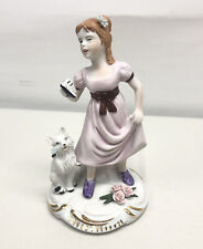 Vintage Nuova Capodimonte Singing Girl With Fox Pink Roses Porcelain Figurine picture