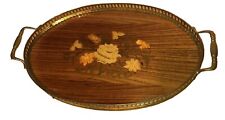 Vintage French Wood inlaid Marquetry Serving tray 1970 Nice picture