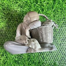 Lladro Retired Matte Bisque Tired Resting Harvester Green Grocer Figurin- No Box picture