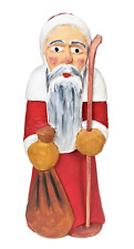 10” Czech Folk Art Painted Wood Santa Figurine Father Primitive Christmas Holida picture