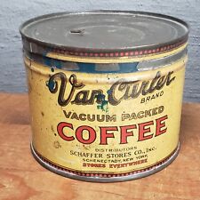 ANTIQUE VAN CURLER COFFEE TIN LITHO CAN SCHENECTADY NY GROCERY SCHAFFER STORE picture