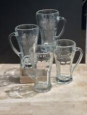 Set of 4 Vintage Coca-Cola Clear Glasses with Handle  Libbey 14oz Heavy Coke picture