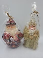 VTG Two's Company Old World Santa Clause Christmas Carved Hand Painted Candle (2 picture