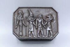 UNIQUE EGYPTIAN JEWELRY BOX Goddess Isis and God Anubis Hieroglyphic Handmade  picture