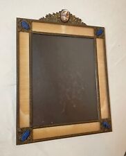 antique ornate bronze jeweled glass velour victorian wall mount picture frame picture
