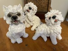 Lot of 3 WHITE RESIN Westie Terrier Dog Figurines 5 Inch So Cute picture