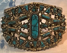 NAVAJO TURQUOISE CUFF BRACELET GENUINE AND HUGE RARE OFFERS WELCOMED MSG ME picture