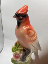 Vintage Red Cardinal Bird Figurine Branch Japan MCM Mid Century Mod Retro picture