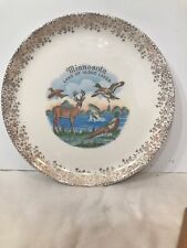 Vintage Minnesota Souvenir Plate Buck Deer Mallard Pheasant Grouse Trout 9 1/4” picture