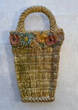 Vintage Italian Pottery Flower Basket Spoon Rest Ceramic Hanging Wall Plate picture