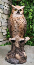 Brown Great Horned Owl Perching On Tree Branch Figurine Nocturnal Bird 14