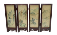 Vintage Tabletop Miniature Asian Room Dividing Screens Hand Painted Both Sides  picture