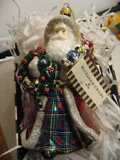 Mackenzie Childs Tartastic Father Christmas Glass Christmas Ornament 53913-2216 picture