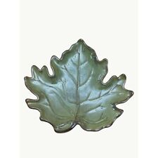 Vintage Ceramic Lime Green Maple Leaf Dessert Decorative Plate Unmarked 8 inches picture