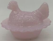 Mini Hen - Chick Salt Cellar Dip - Crown Tuscan Pink Glass - Mosser USA picture