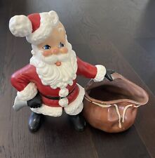 Vintage 1970’s Atlantic Mold Ceramic Santa Claus With Bell And Toy Bag picture