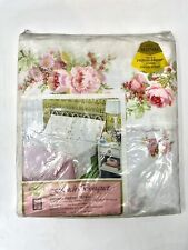 New Vintage Sears Best Twin Fitted Top Sheet French Bouquet Pink Roses 50/50 picture