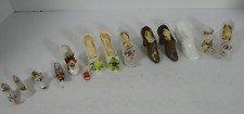 Collection Mixed Lot of 14 Miniature Shoes Porcelain Brass China Lefton Limoges picture