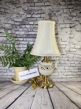Lenox Quoizel Tracery Burnished Brass Footed Base Table Lamp Lenox Pull LX6516H picture