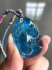Natural Blue Aquamarine Gemstone Fish Shape Crystal Pendant AAAAA picture