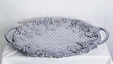 Large Vintage Lenox Fruit Weave Grapes Pewter Serving Tray With Handles 22 x 16 picture