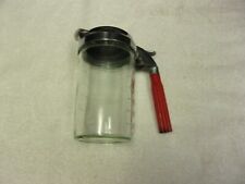 Vintage Glass Measurement Syrup Dispenser Chrome Top Red Plastic Handle USA picture
