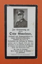 WW2 German Death Card Sterbebild Officer & Company Commander EK2 Ukraine 1941 picture