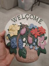 Welcome Sign Flower Iron Heritage Metalcraft Maine Handpainted Signed 1992 8