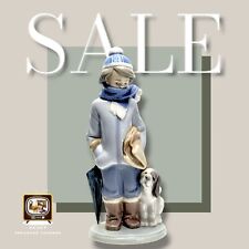 Lladro Winter Boy with Dog # 5220 Figurine Made in Spain (7.5 by 3.5 by 3