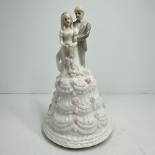 Vintage Bride and Groom Porcelain 7” Figurine Music Box Wedding Porcelain picture